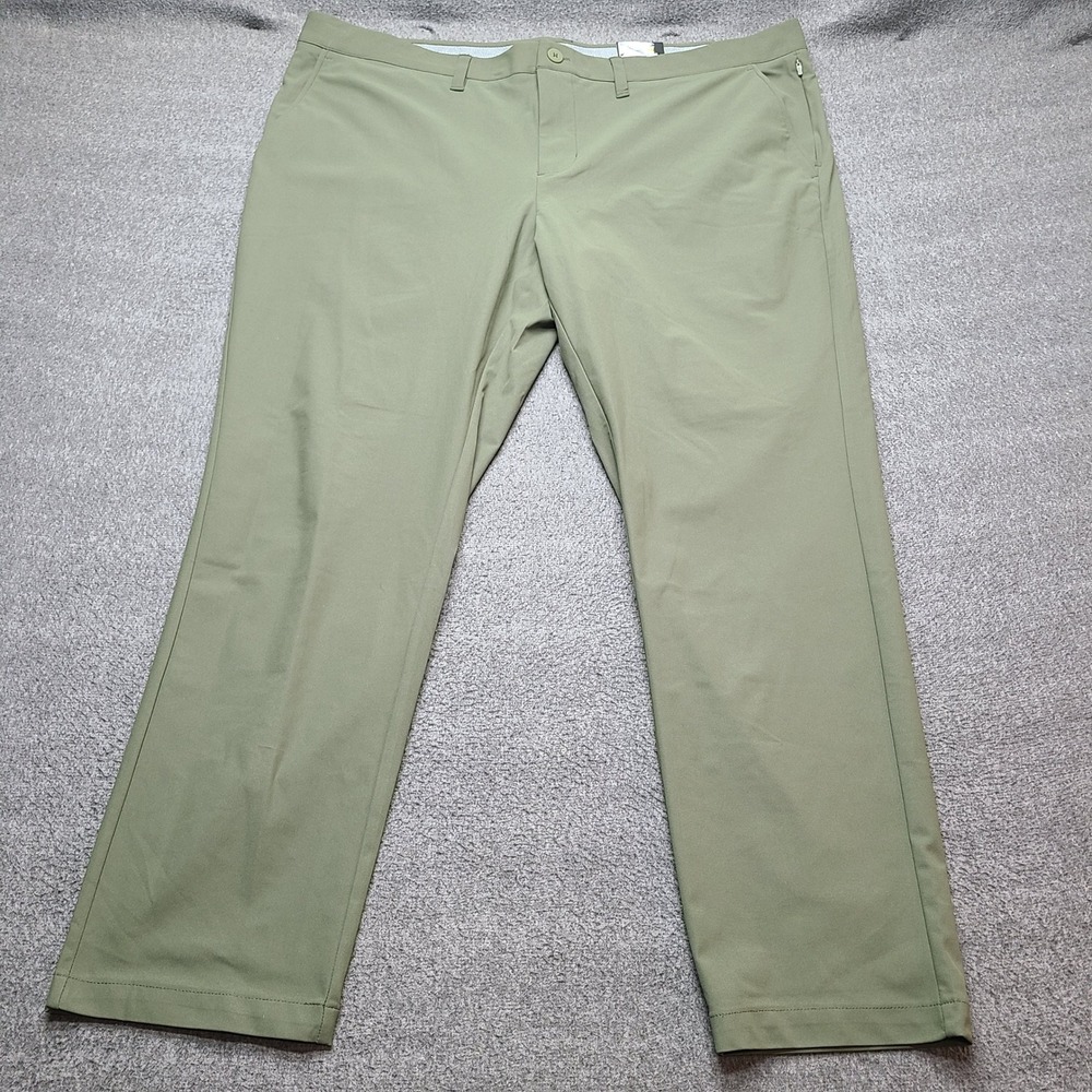 FLX Premium Flat-Front Pants Mens 48x32 Green Big & Tall 4-Way Stretch Slim NWT